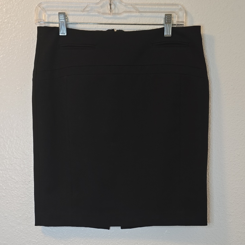 Express Classic Black Pencil Mini Skirt With Faux Pockets